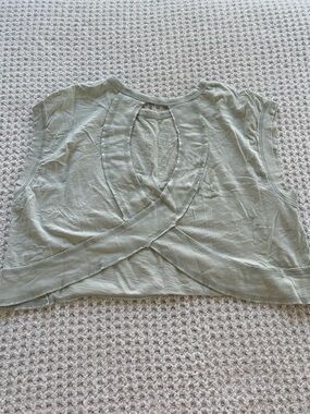 Cross-Back Crop Top in Sage Green